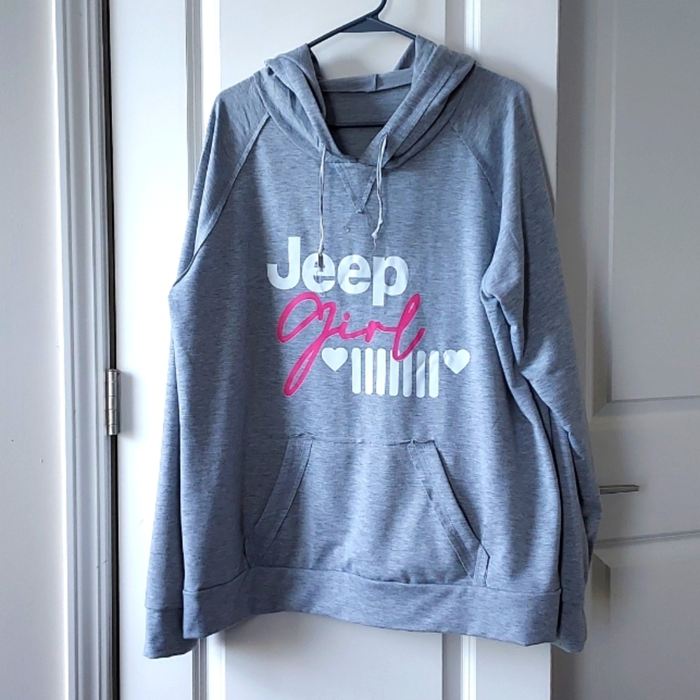 Jeep girl hooded long sleeve top grey white measurements are approximate
